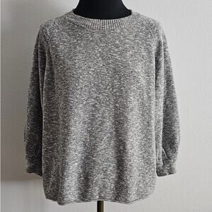 EUC Madewell Women's B/W Heather Cotton Blend Crew Neck 3/4 Sleeve Sweater S